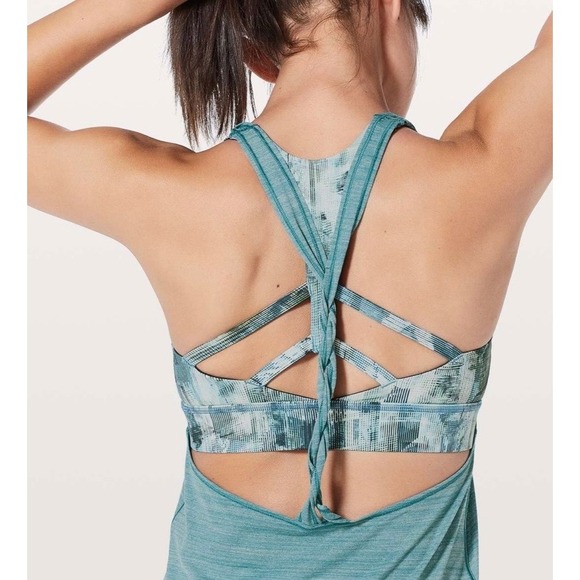 Lululemon Tops - NWT Lululemon Twist & Toil Tank Sports Bra Heathered Teal Blue 1 Yoga Top Size 6